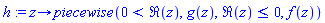 proc (z) options operator, arrow; piecewise(0 < Re(z), g(z), Re(z) <= 0, f(z)) end proc
