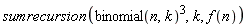 sumrecursion(binomial(n, k)^3, k, f(n))
