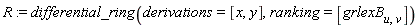 R := differential_ring(derivations = [x, y], ranking = [grlexB[u, v]])