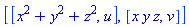 [[x^2+y^2+z^2, u], [x*y*z, v]]