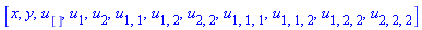 [x, y, u[], u[1], u[2], u[1, 1], u[1, 2], u[2, 2], u[1, 1, 1], u[1, 1, 2], u[1, 2, 2], u[2, 2, 2]]