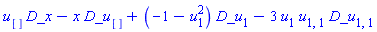 u[]*D_x-x*D_u[]+(-1-u[1]^2)*D_u[1]-3*u[1]*u[1, 1]*D_u[1, 1]