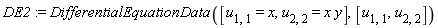 DE2 := DifferentialEquationData([u[1, 1] = x, u[2, 2] = x*y], [u[1, 1], u[2, 2]])