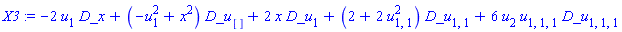 X3 := -2*u[1]*D_x+(-u[1]^2+x^2)*D_u[]+2*x*D_u[1]+(2+2*u[1, 1]^2)*D_u[1, 1]+6*u[2]*u[1, 1, 1]*D_u[1, 1, 1]