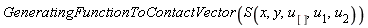 GeneratingFunctionToContactVector(S(x, y, u[], u[1], u[2]))