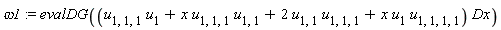 omega1 := evalDG((u[1, 1, 1]*u[1]+x*u[1, 1, 1]*u[1, 1]+2*u[1, 1]*u[1, 1, 1]+x*u[1]*u[1, 1, 1, 1])*Dx)
