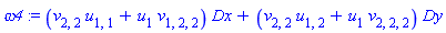 omega4 := (v[2, 2]*u[1, 1]+u[1]*v[1, 2, 2])*Dx+(v[2, 2]*u[1, 2]+u[1]*v[2, 2, 2])*Dy