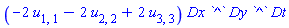 (-2*u[1, 1]-2*u[2, 2]+2*u[3, 3])*Dx*`^`*Dy*`^`*Dt