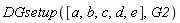 DGsetup([a, b, c, d, e], G2)