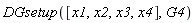 DGsetup([x1, x2, x3, x4], G4)