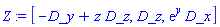 [_DG([["vector", M, []], [[[2], -1], [[3], z]]]), _DG([["vector", M, []], [[[3], 1]]]), _DG([["vector", M, []], [[[1], exp(y)]]])]