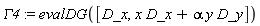 GAMMA4 := evalDG([D_x, x*D_x+alpha*y*D_y])