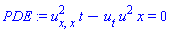 PDE := u[x, x]^2*t-u[t]*u^2*x = 0