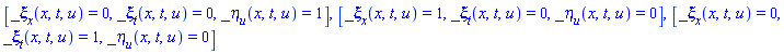 [_xi[x](x, t, u) = 0, _xi[t](x, t, u) = 0, _eta[u](x, t, u) = 1], [_xi[x](x, t, u) = 1, _xi[t](x, t, u) = 0, _eta[u](x, t, u) = 0], [_xi[x](x, t, u) = 0, _xi[t](x, t, u) = 1, _eta[u](x, t, u) = 0]
