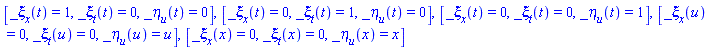 [_xi[x](t) = 1, _xi[t](t) = 0, _eta[u](t) = 0], [_xi[x](t) = 0, _xi[t](t) = 1, _eta[u](t) = 0], [_xi[x](t) = 0, _xi[t](t) = 0, _eta[u](t) = 1], [_xi[x](u) = 0, _xi[t](u) = 0, _eta[u](u) = u], [_xi[x](x) = 0, _xi[t](x) = 0, _eta[u](x) = x]