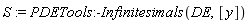 S := PDETools:-Infinitesimals(DE, [y])
