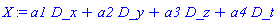 X := a1*D_x+a2*D_y+a3*D_z+a4*D_t