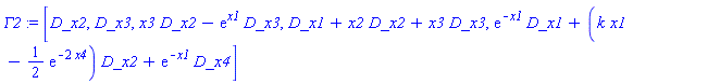 Gamma2 := [D_x2, D_x3, x3*D_x2-exp(x1)*D_x3, D_x1+x2*D_x2+x3*D_x3, exp(-x1)*D_x1+(k*x1-(1/2)*exp(-2*x4))*D_x2+exp(-x1)*D_x4]
