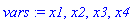 vars := x1, x2, x3, x4