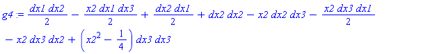 g4 := dx1*dx2/2-x2*dx1*dx3/2+dx2*dx1/2+dx2*dx2-x2*dx2*dx3-x2*dx3*dx1/2-x2*dx3*dx2+(x2^2-1/4)*dx3*dx3