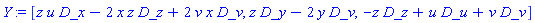 Y := [z*u*D_x-2*x*z*D_z+2*v*x*D_v, z*D_y-2*y*D_v, -z*D_z+u*D_u+v*D_v]