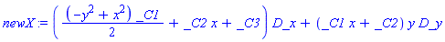 newX := ((-y^2+x^2)*_C1/2+_C2*x+_C3)*D_x+(_C1*x+_C2)*y*D_y