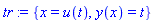tr := {x = u(t), y(x) = t}