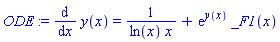 ODE := diff(y(x), x) = 1/(ln(x)*x)+exp(y(x))*_F1(x)