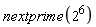 nextprime(2^6)