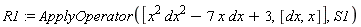 R1 := ApplyOperator([x^2*dx^2-7*x*dx+3, [dx, x]], S1)