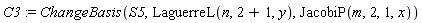 C3 := ChangeBasis(S5, LaguerreL(n, 2+1, y), JacobiP(m, 2, 1, x))