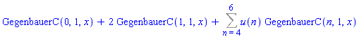 GegenbauerC(0, 1, x)+2*GegenbauerC(1, 1, x)+Sum(u(n)*GegenbauerC(n, 1, x), n = 4 .. 6)