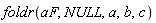 foldr(aF, NULL, a, b, c)