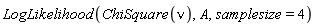 LogLikelihood(ChiSquare(nu), A, samplesize = 4)