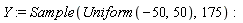 Y := Sample(Uniform(-50, 50), 175)