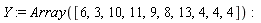 Y := Array([6, 3, 10, 11, 9, 8, 13, 4, 4, 4])