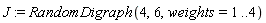 J := RandomDigraph(4, 6, weights = 1 .. 4)