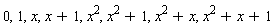 0, 1, x, x+1, x^2, x^2+1, x^2+x, x^2+x+1