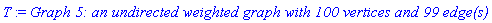 T := `Graph 5: an undirected weighted graph with 100 vertices and 99 edge(s)`