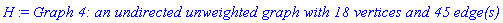 H := `Graph 4: an undirected unweighted graph with 18 vertices and 45 edge(s)`
