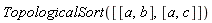 TopologicalSort([[a, b], [a, c]])