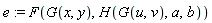 e := F(G(x, y), H(G(u, v), a, b))