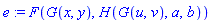 e := F(G(x, y), H(G(u, v), a, b))