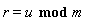 r = `mod`(u, m)