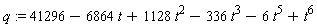 q := 41296-6864*t+1128*t^2-336*t^3-6*t^5+t^6