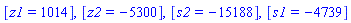 [z1 = 1014], [z2 = -5300], [s2 = -15188], [s1 = -4739]