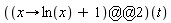 ((proc (x) options operator, arrow; ln(x)+1 end proc)@@2)(t)