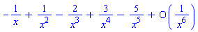 -1/x+1/x^2-2/x^3+3/x^4-5/x^5+O(1/x^6)