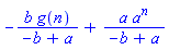 -b*g(n)/(-b+a)+a*a^n/(-b+a)
