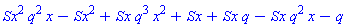 Sx^2*q^2*x-Sx^2+Sx*q^3*x^2+Sx+Sx*q-Sx*q^2*x-q